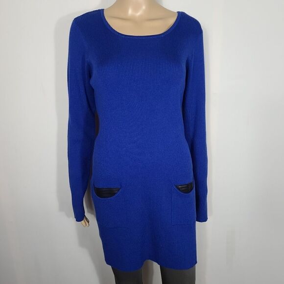 AGB Tunic Blue Long Sleeve Ripple With Pockets - Picture 4 of 14